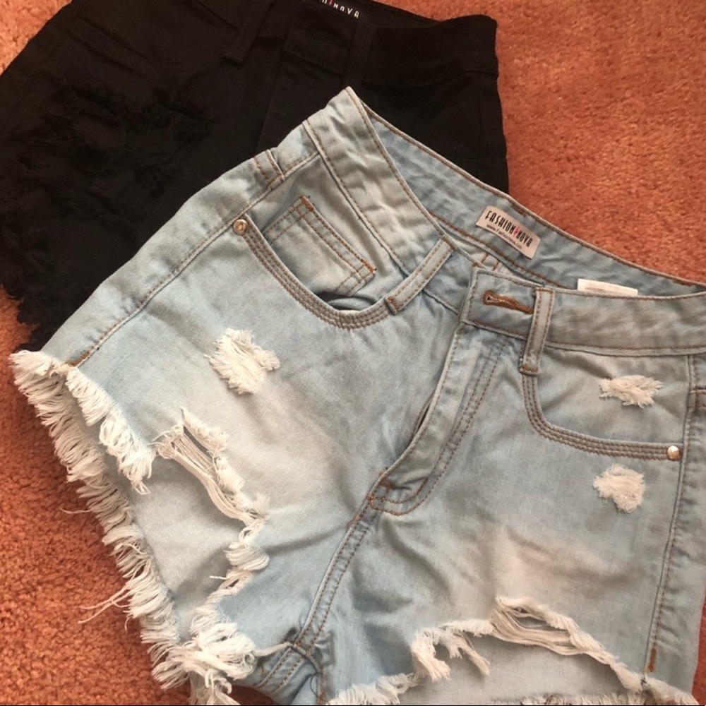FASHION NOVA HIGH WAIST JEAN SHORTS RIPPED XS 0